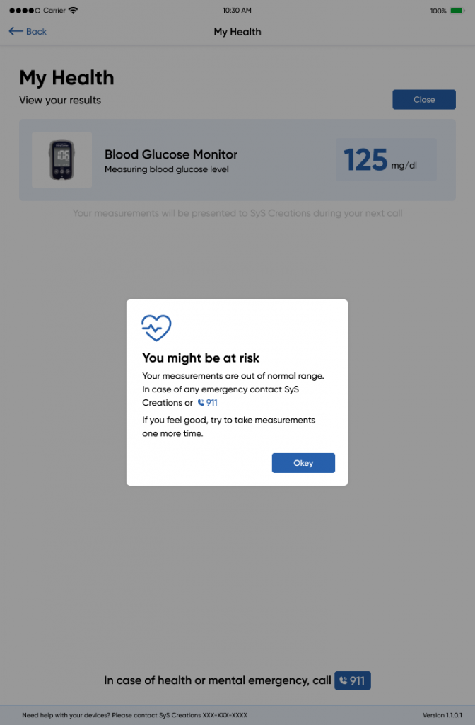Healthcare IoT app screen