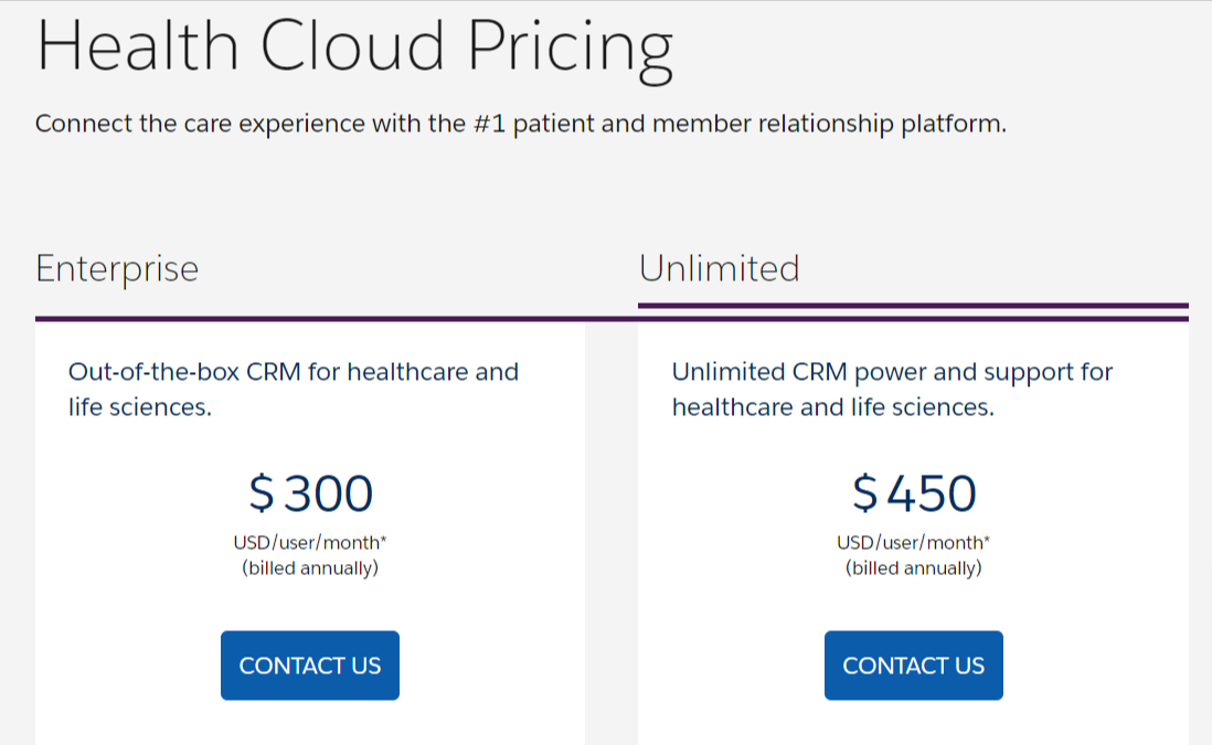 Salesforce Health Cloud pricing