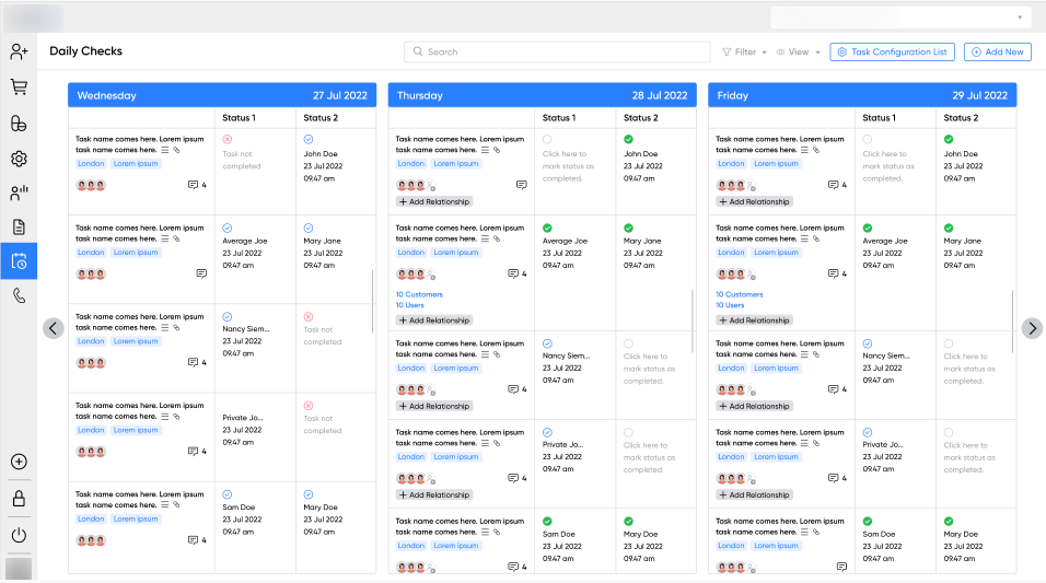 Checklist management