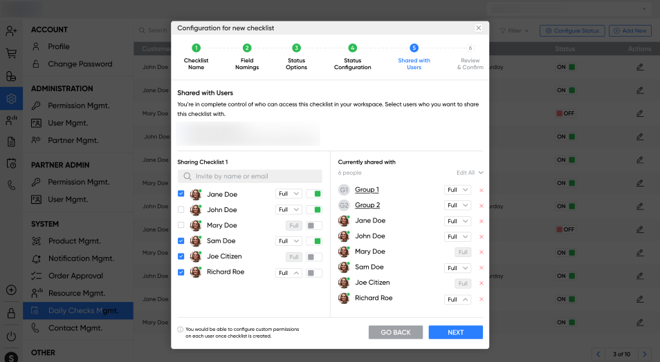 Custom checklist maker