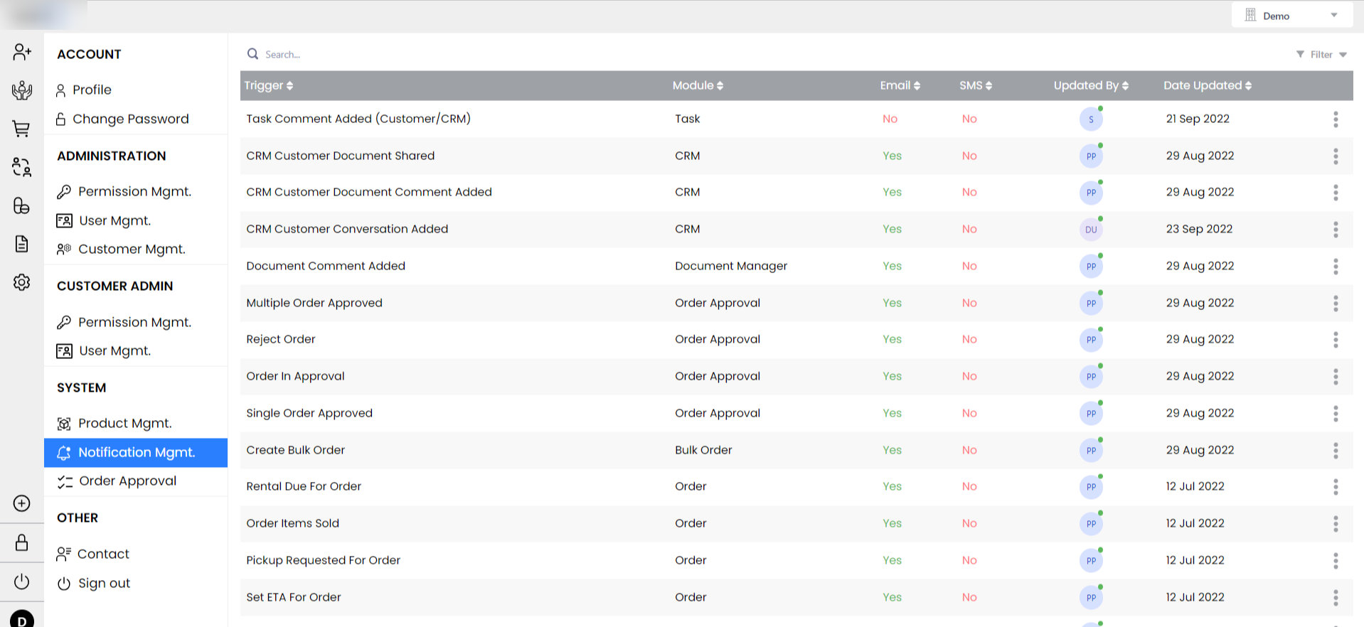 Notification management in medical office software